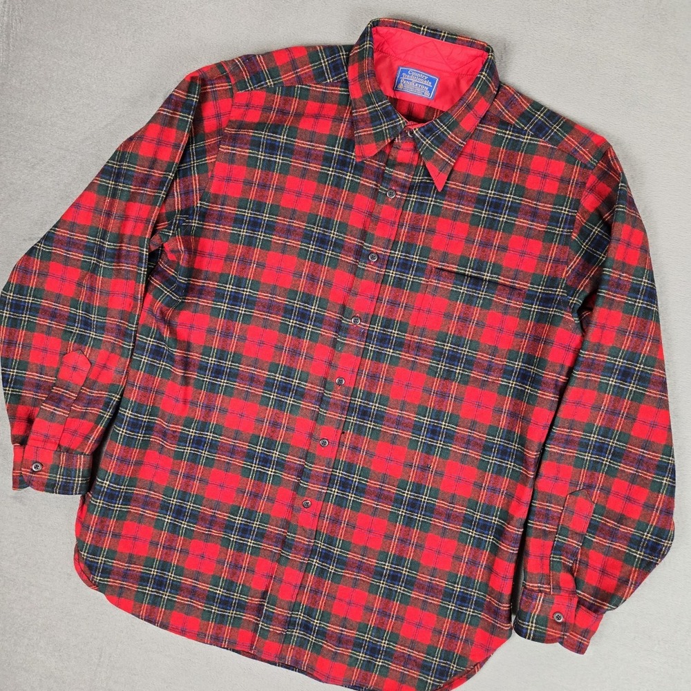 Pendleton Shirt Mens XL Red Tartan Wool Button Up Country Traditionals *holes*
